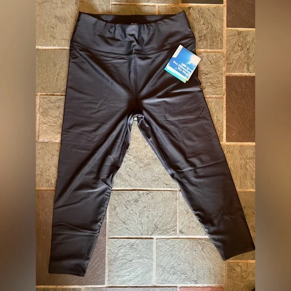 Coolibar Ocean Sculpt High Rise Swim Capri Black Leggings - Picture 1 of 5